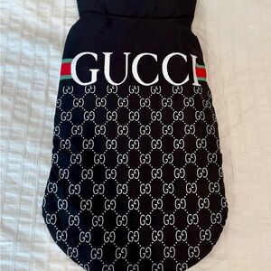 Gucci Black Dog Coat with Red and Green Stripes